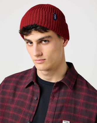Wrangler Strickm&uuml;tze WRANGLER WRANGLER M&uuml;tze Sign Off Beanie, Herren, rot, Obermaterial: 100% Baumwolle CO., M&uuml;tzen Strickm&uuml;tze