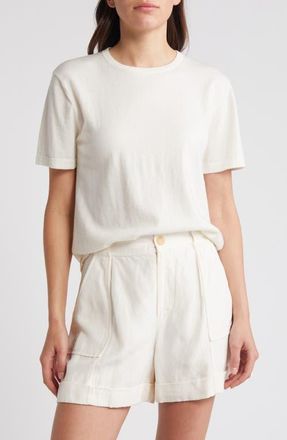 Rails Avery Short Sleeve Cotton & Cashmere Sweater in White at Nordstrom, Size Xx-Small