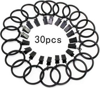 OEM Juego De 30 Anillas Met&aacute;licas Para Cortinas, Resistentes A La Corrosi&oacute;n - 32 Mm De Di&aacute;metro Interior - Clips Aptos Para Barras De Cortina De Hasta 25 