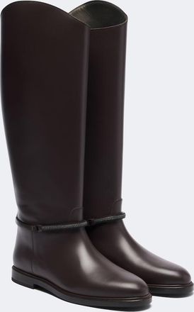 Brunello Cucinelli Monili leather knee-high boots