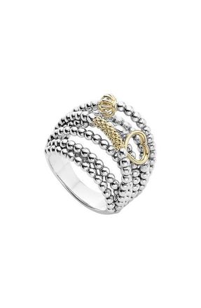 Lagos Caviar Icon Multi-Row Dome Ring in Silver/Gold at Nordstrom, Size 7