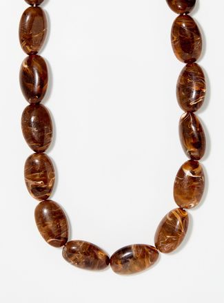 Simons Womens Large brown stone necklace
