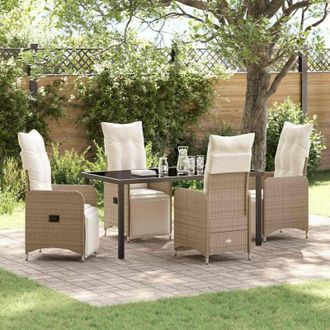 vidaXL Conjunto De Comedor De Jard&iacute;n Con Coj&iacute;n 5 Pcs Beige Polirat&aacute;n Vidaxl