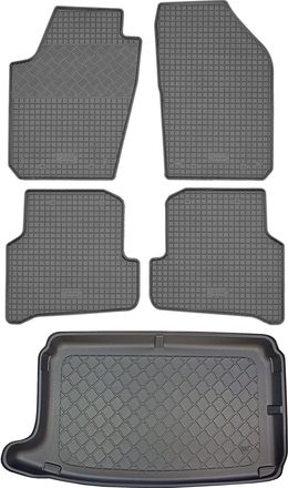 OEM Volkswagen Polo V 6r Hatchback (3/5 Puertas) De 05.2009 A 09.2017. Juego: Alfombrillas De Goma Para Coche + Alfombrilla Para Maletero