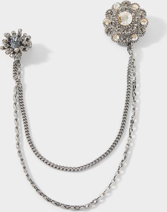 Le 31 Mens Shimmery flower double brooch