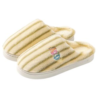 Generic Mens Womens Plush Slippers Slip-On Striped Soft Fleece Fuzzy Indoor House Couples Slippers Memory Foam Soft Sole Warm Home Shoes Footwear Lightweight 