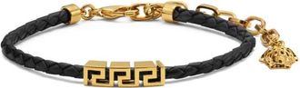 Versace Greca Leren Armband - Heren - Armbanden - Zwart - ONE Size - Leer - Accessoires