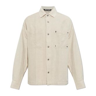 Palm Angels Heren, Overhemden, Beige, Maat: L Katoen