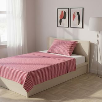 KASANOVA Parure letto 1 piazza e mezza quadretti rosso Young