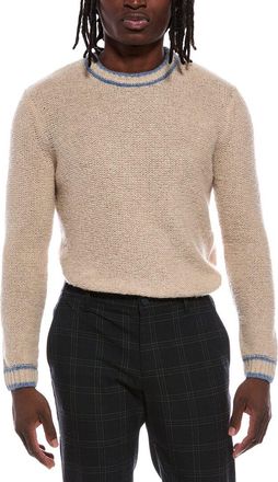 Autumn Cashmere Purl Crewneck Striped Trims Wool & Cashmere-Blend Sweater