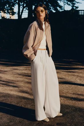 Maeve Avery Wide-Leg Pleated Trousers by Maeve Pants