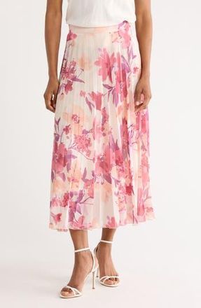 Joie Pleated Floral Print Midi Skirt in Pink Multi at Nordstrom Rack, Size X-Small