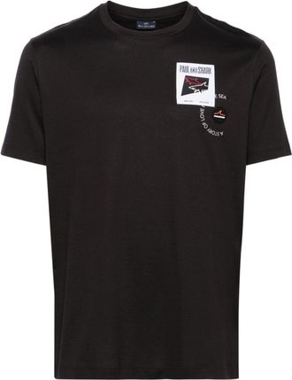 Paul & Shark logo-patch cotton T-shirt - men - Cotton - M - Black