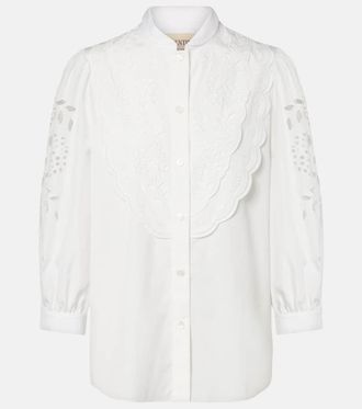 Valentino Embroidered cotton poplin blouse