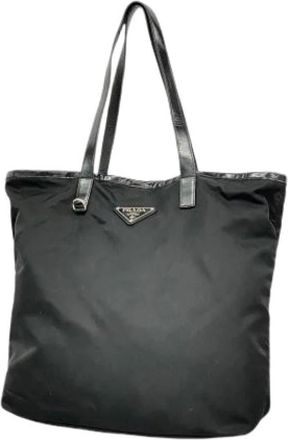 Prada Pre-owned Tote Bags, female, Black, Size: ONE SIZE Pre-owned Nylon Tote Bag