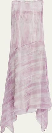 Lafayette 148 New York High-Low Handkerchief Silk Crepon Maxi Dress
