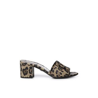 Dolce & Gabbana Schoenen, Dames, Veelkleurig, 38 EU, Leer, Leo-print Kalfsleren Mules