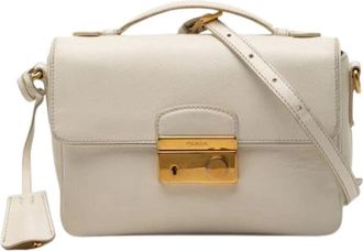Prada Pre-owned Handbags, female, White, Size: ONE SIZE Pre-owned Saffiano Satchel