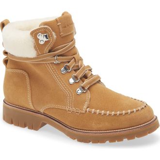 Rag & Bone Cameron Genuine Shearling Weatherproof Lace-up Boot in Caramel Suede Shearling at Nordstrom, Size 6.5Us