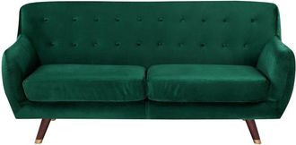 Beliani Beliani - Divano Velluto Verde 3 Posti Schienale Imbottito Con Bottoni Gambe Legno Bodo