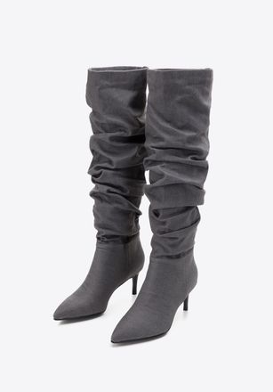 Wittchen Dames Denim Laarzen met Stilettohak, Donkergrijs