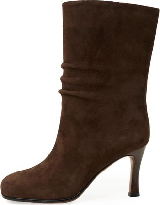 Cesare Gaspari Grace Su&egrave;de Enkellaarsjes - Dames - Laarzen met Hak - Bruin - 39 EU - Su&egrave;de - Schoenen