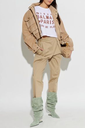 Balmain High-waisted Trousers, Womens, Beige