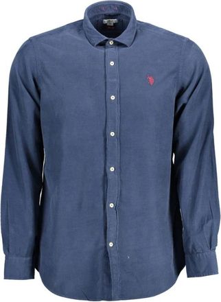 U.S.Polo Association Slim Fit Lange Mouwen Overhemd - Heren - Casual Overhemden - Blauw - 2XL - Katoen - Overhemden