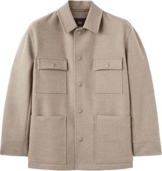 Loro Piana Beige Overshirt met leren kraag - Heren - Zomerjassen - Beige - L - Jassen