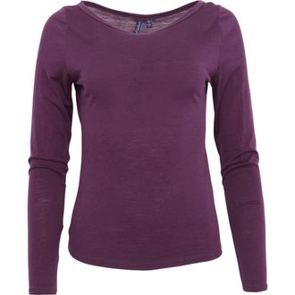 Lords of Harlech Carly Merino Long Sleeve Boatneck Shirt in Plum at Nordstrom, Size X-Large