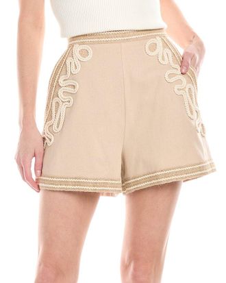 PatBo Patbo Embroidered Linen-Blend Short