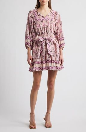 Cleobella Magdalena Puff Sleeve Organic Cotton Minidress in Vintage Rose at Nordstrom, Size Large