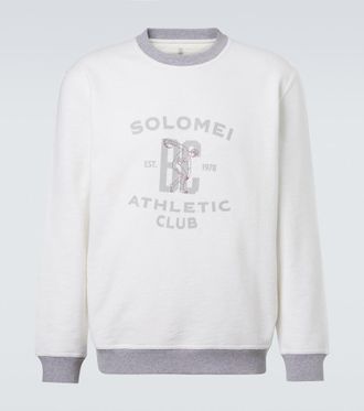 Brunello Cucinelli Printed cotton and linen sweatshirt