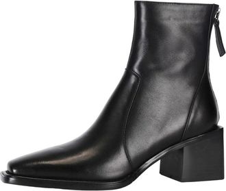 Generic Womens Genuine Cow Leather Boots Squared Toe High Heel Zipper Winter Ankle Shoes