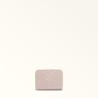 Furla Gerla Compact Wallet Corolla Pink Braided Nappa Leather Woman