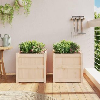 Berkfield Home Garden Planters 2 pcs Solid Wood Pine in Light Tan