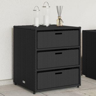 Berkfield Home Garden Storage Cabinet Black 55x59x69 cm Poly Rattan | Size: 55 x 59 x 69 cm