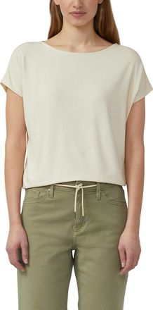 s.Oliver T-Shirt S.OLIVER, Damen, Gr. 34, beige, Jersey, Obermaterial: 95% Viskose, 5% Elasthan, regular fit taillenbedeckt, Rundhals, Shirts T-Shirt, mit Mark