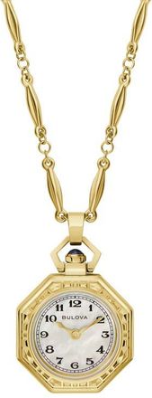 Bulova Rubaiyat Mother-of-Pearl Pendant Necklace Watch, 28.8mm in Gold-Tone at Nordstrom