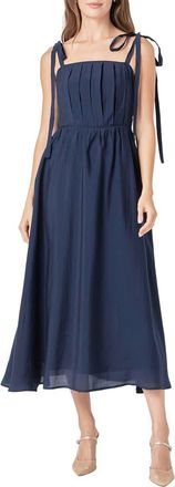 endless rose Pleated Fit & Flare Sundress in Navy at Nordstrom, Size Medium