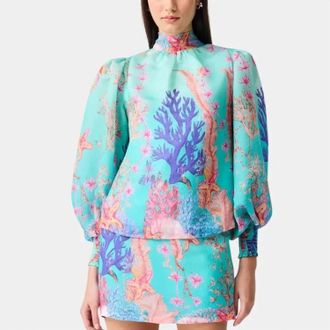 Elliatt Coral Long Sleeve Top In Blue Multi