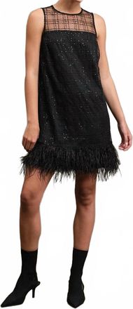 Madison New York Womens Feather Trim Dress In Black