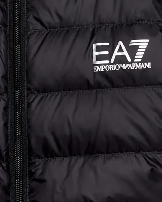 Emporio Armani Mens Down Jacket Packable Zip Core Identity Black Polyamide