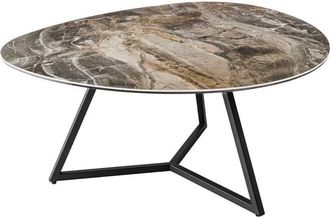 Global Interiors Keramik Couchtisch Marvin 90 x 75 cm, Marmoroptik Taupe