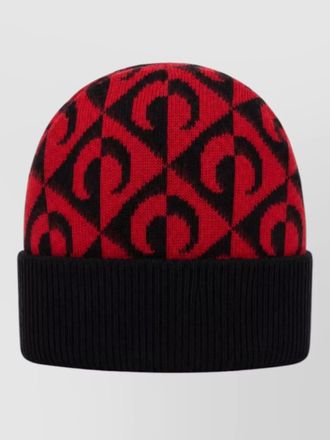 Marine Serre moon motif knit beanie folded cuff