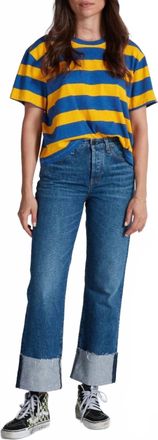 ASKK NY Cuffed Mid Rise Straight Jeans In Blue