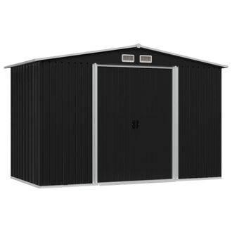 Berkfield Home Garden Storage Shed Anthracite Steel 257x205x178 cm in Black | Size: 257 x 205 x 178 cm