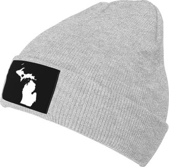 Generic Love Michigan State Map Unisex Knit Hat Cuffed Beanie Hat Lightweight Knit Caps for Running Cycling Camping