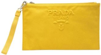 Prada Pre-owned Canvas Clutch - Dames - Vintage Clutch - Geel - ONE Size - Vintage