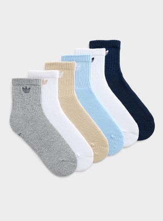 adidas Womens Mini-logo neutral ankle socks Set of 6